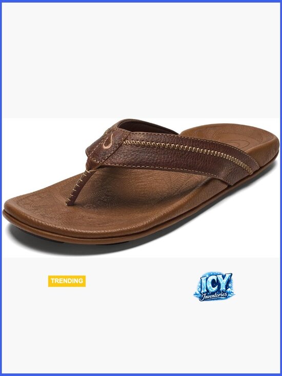 Leather Flip Flop Sandals, Arch Support, Casual Comfort, Slingback Style main image 7